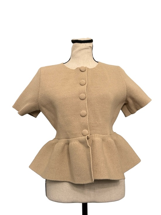 Zara Tops - Zara Textured Peplum Top Small NWT Beige Button Front Structured Blouse